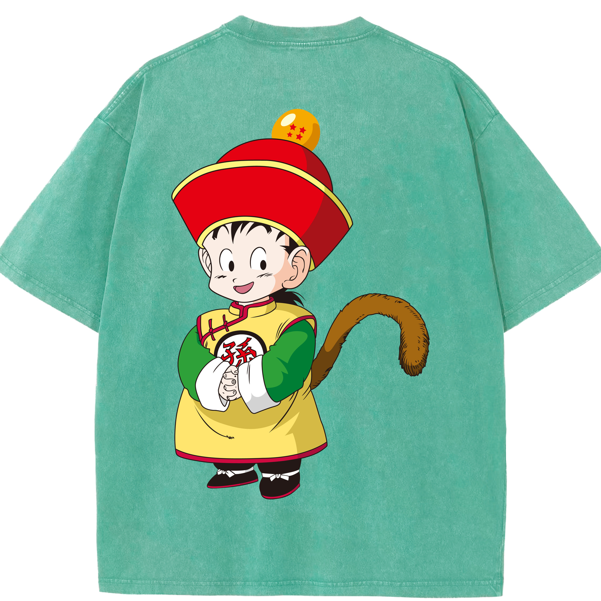 （画像用） ドラゴンボール 孫悟空（そん ごくう）Son Goku カカロット DRAGON BALL Kakarotto 綿100% ヴィンテージ風 半袖Tシャツ（背面プリント）
